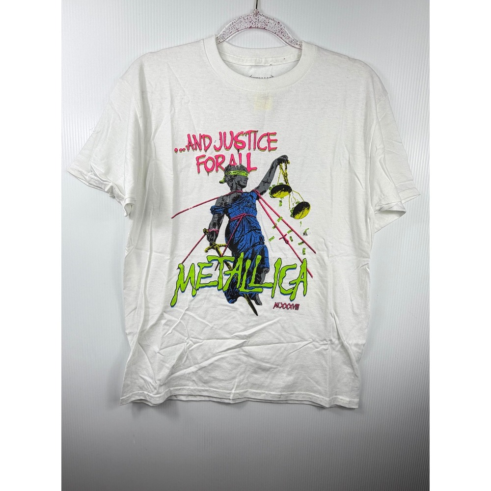 Metallica Shirt Youth XL Fits Womens Small And Justice For All Band Tee White